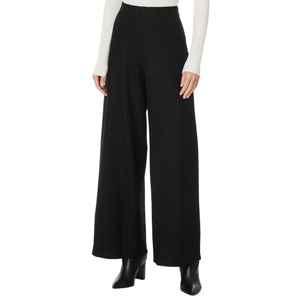 Eileen Fisher Pants Womens S Black 100% Wool Flat Front Wide Leg Classic RED1298